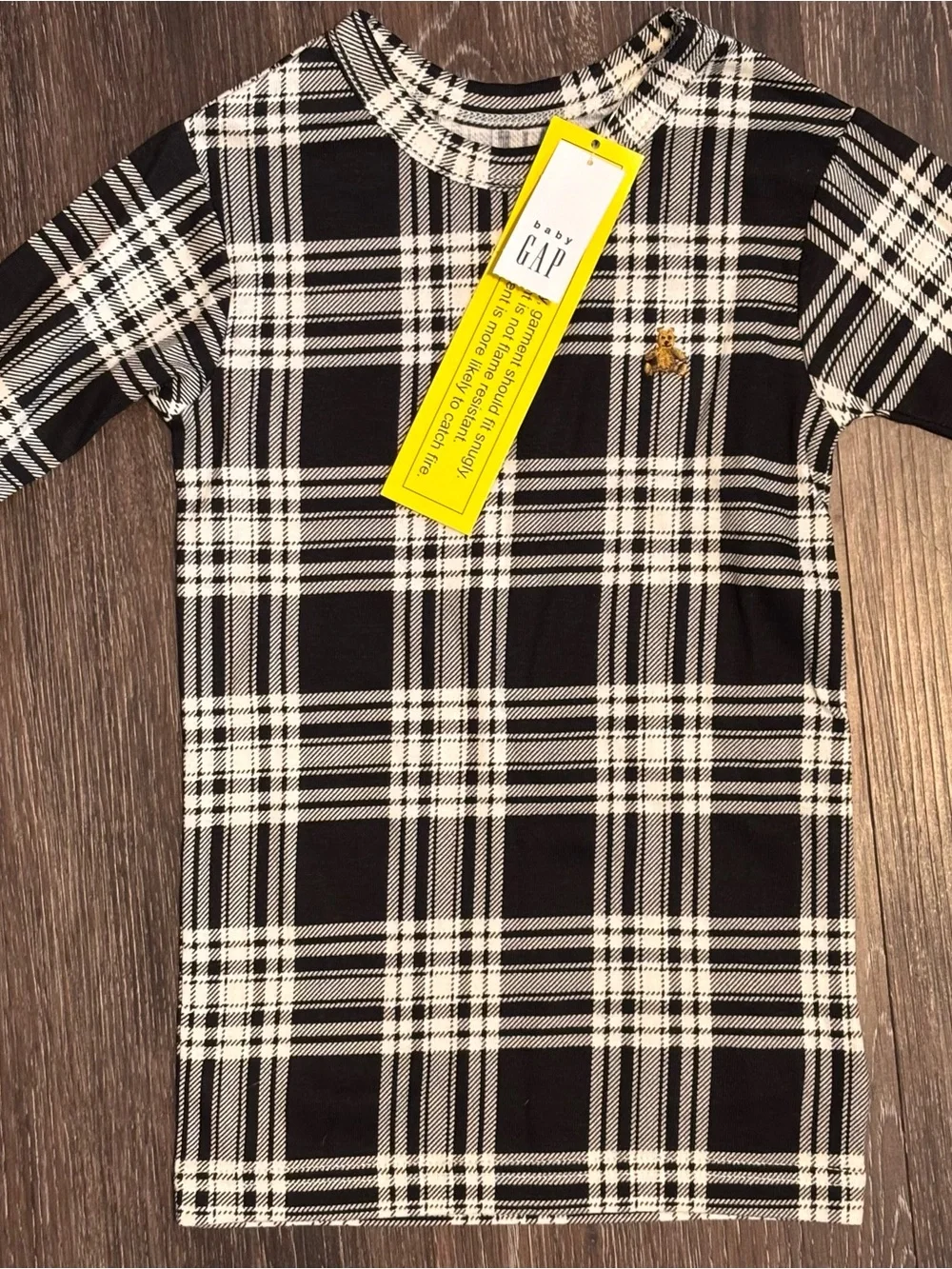 🌸 NWT GAP Organically Grown Cotton Black and White Plaid Pajamas Set Size 6 Year
